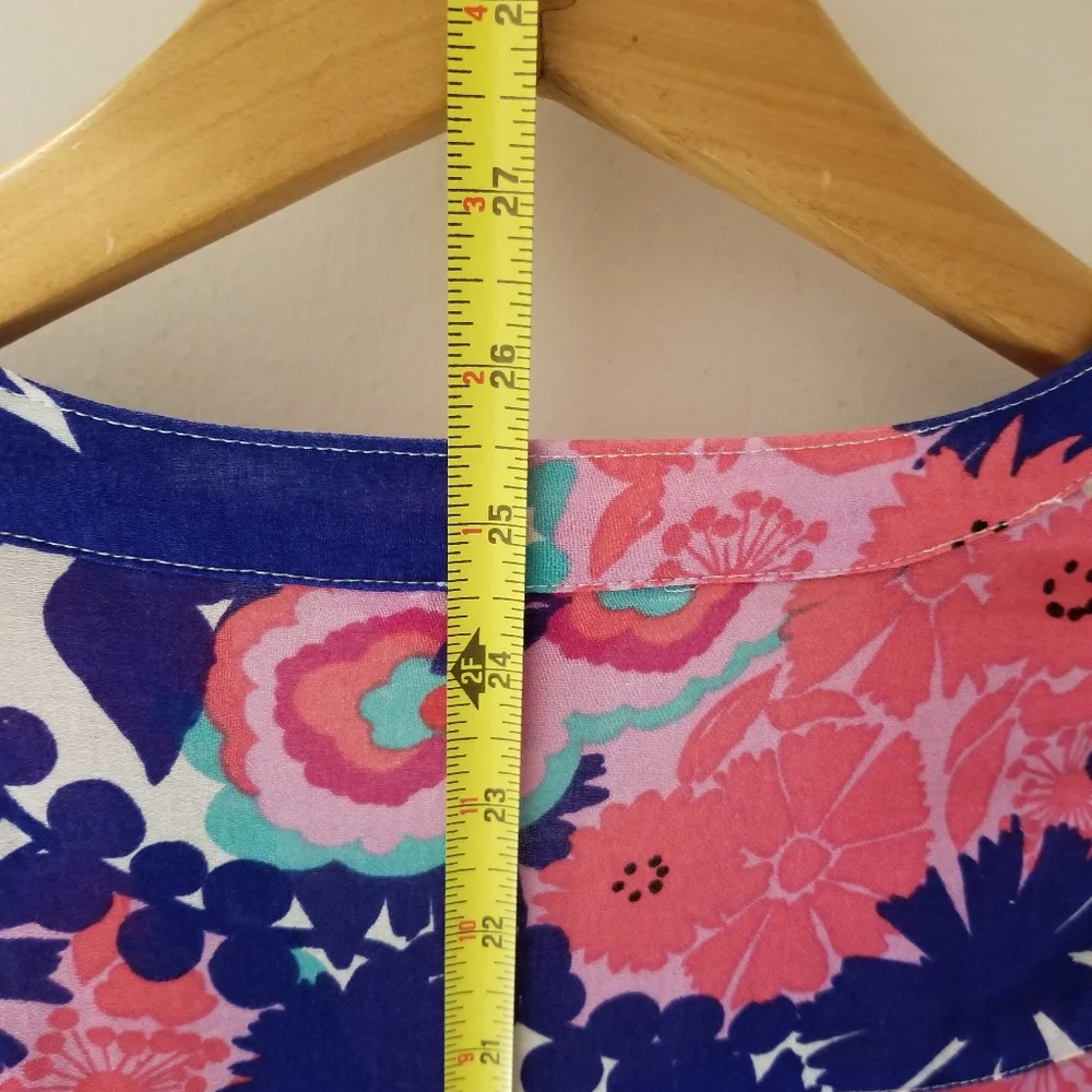 Lilly Pulitzer Lightweight Pink & Blue Floral Tunic Top Sz XS-S - Picture 10 of 11